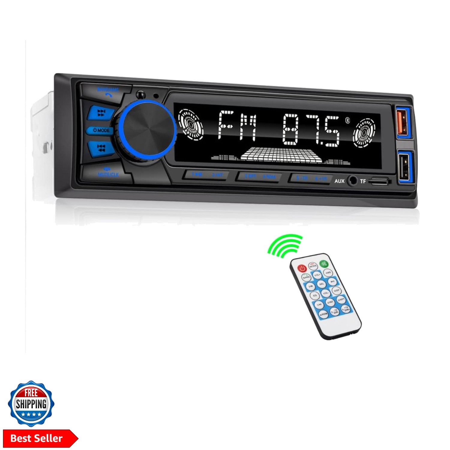 Car Radio Bluetooth Single DIN Car Stereo Audio,Car Audio with Push to Talk B…