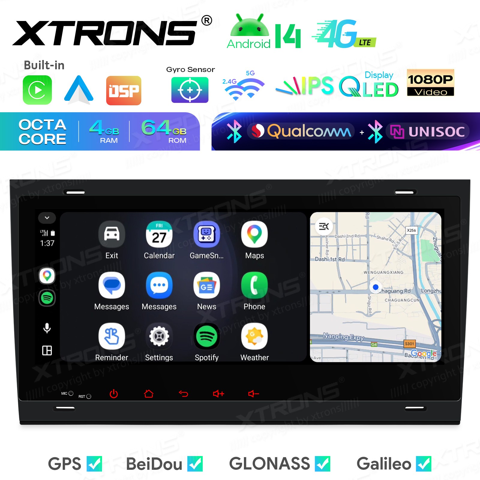 Android 14 Car GPS for Audi A4 S4 RS4 8 Core 4GB 64GB Wireless CarPlay DSP WiFi