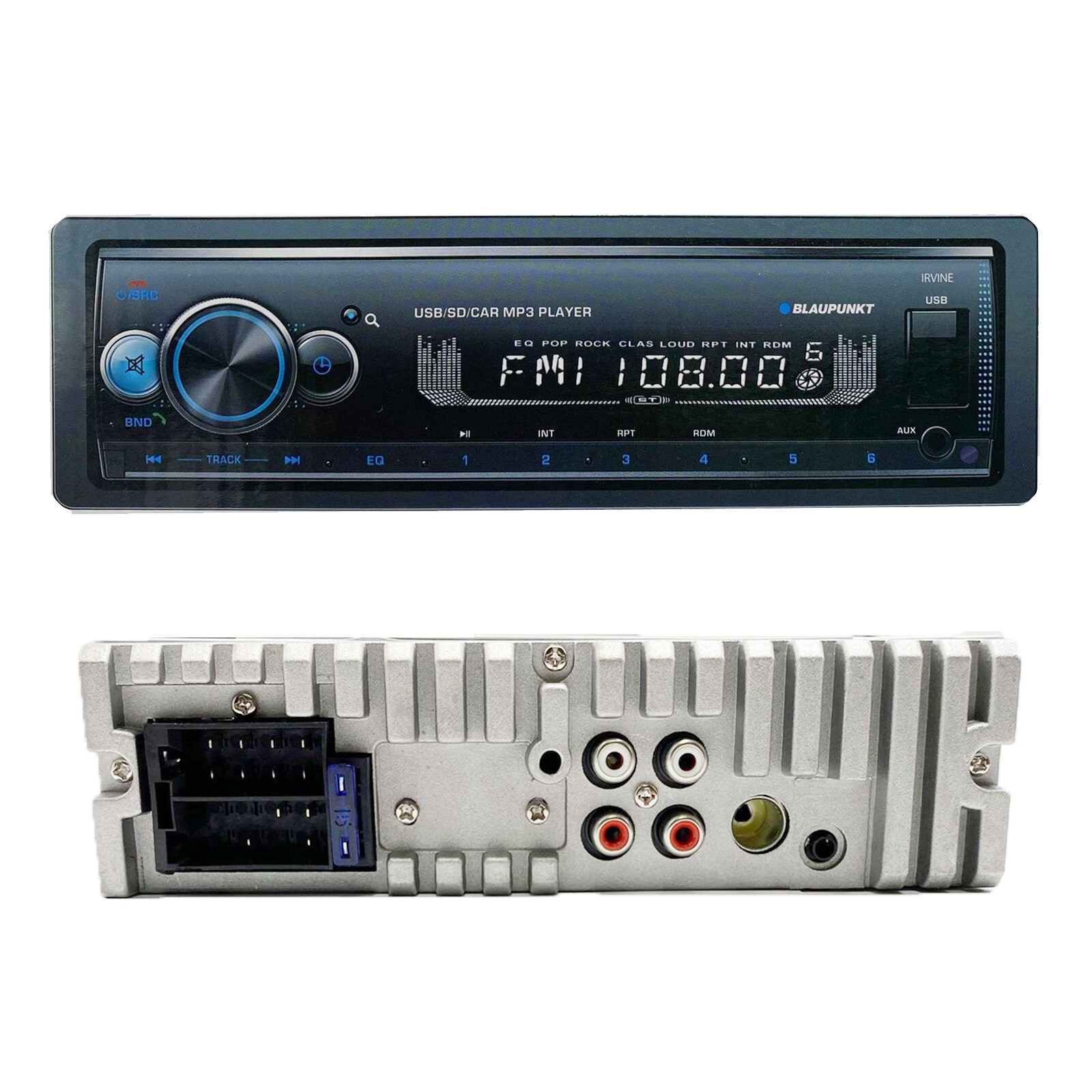 Blaupunkt 1 Din MP3 Receiver USB | Irvine70 + 4x Audiobank 800W Speakers-AB-630