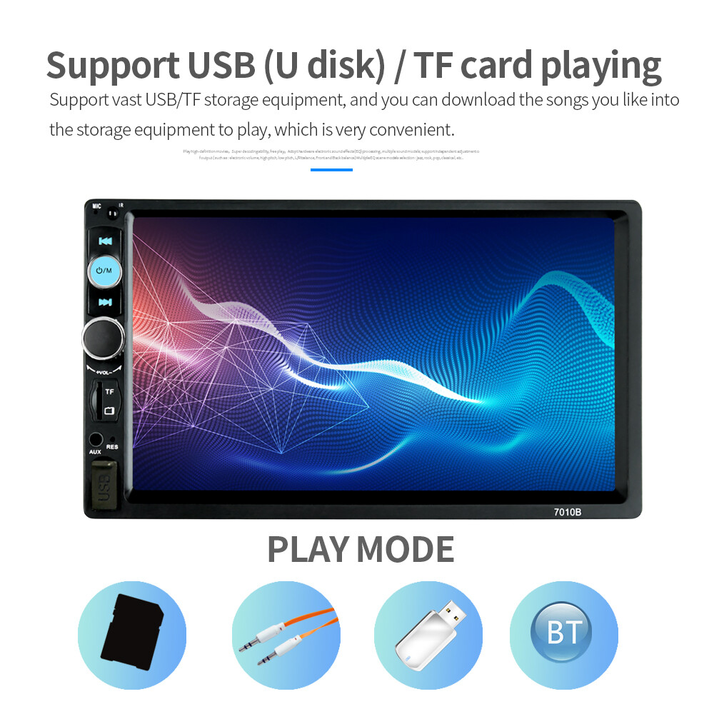 Car MP5 Player 7″ Double 2DIN Bluetooth Touch Screen Stereo Radio USB AUX Camera