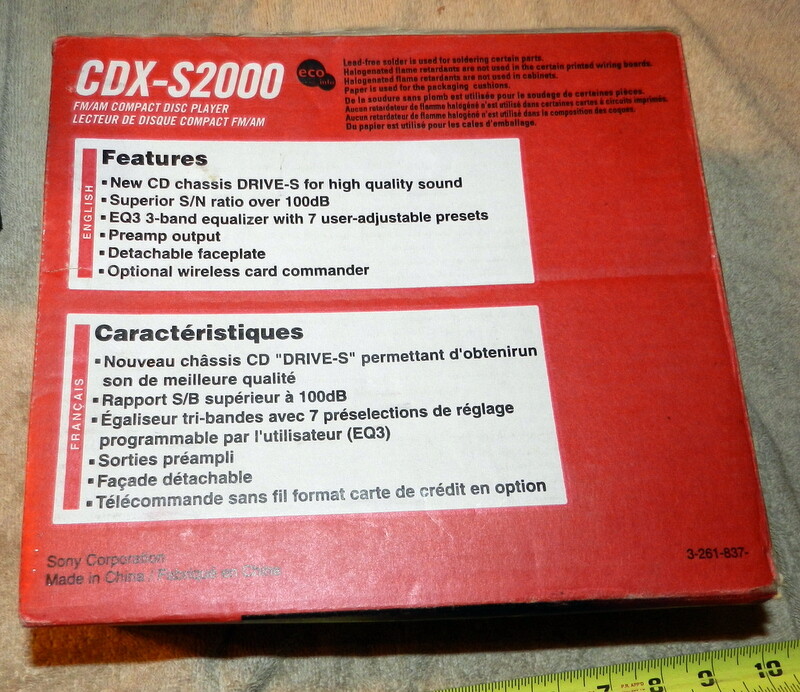 SONY XPLOD CDX-S2000 FM/AM CD PLAYER TUNER CAR AUDIO NIB Missing Release Key