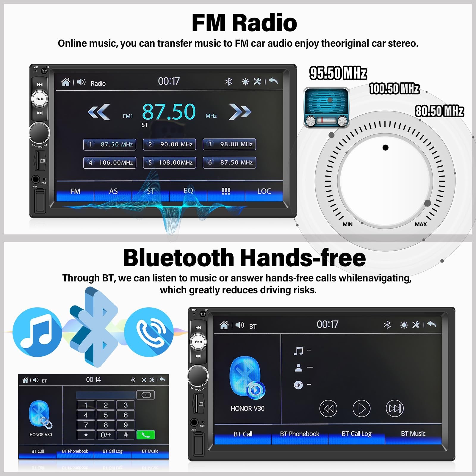 Double Din A-pple CarPlay Car Stereo with Carplay Android Auto,Bluetooth,7″ H…