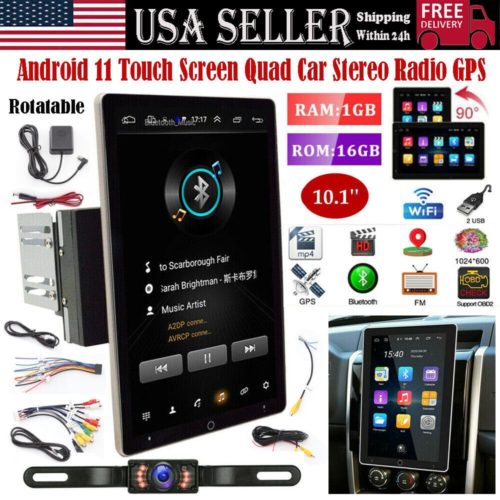 Android 13 Rotatable Car Stereo Radio Touch Screen GPS Wifi 32GB Navi 2 DIN 10″