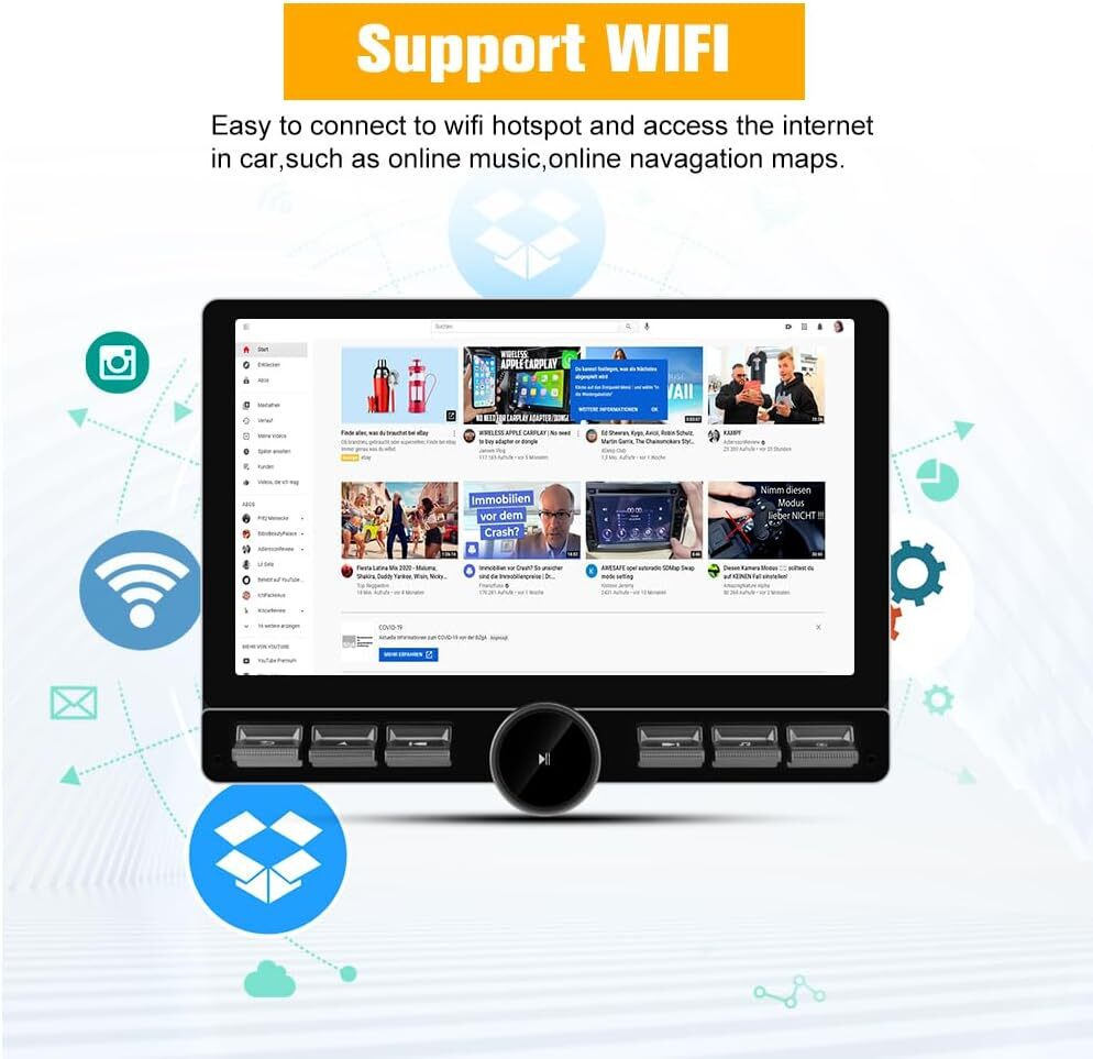 Car Stereo for Jeep Wrangler JK & Dodge Ram 1500/2500 Wireless CarPlay & Android
