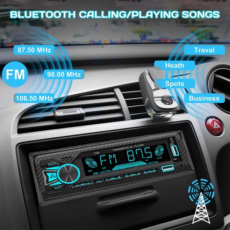 Single 1 DIN Car Stereo Radio Bluetooth MP3 Player AUX USB AM FM Audio Receiver