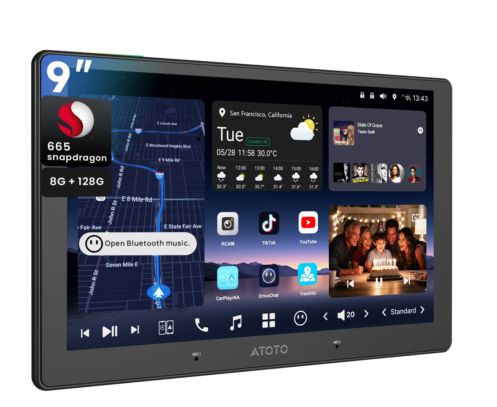 ATOTO Flagship 9″ Android 2DIN Car Stereo Carplay Smarter AI Vision Hi-Volt RCA