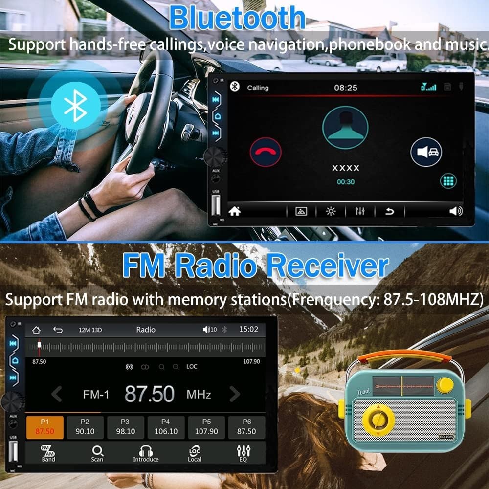 Advanced 7″ Car Audio Receiver with Backup Camera & Bluetooth 5.1 Connectivity