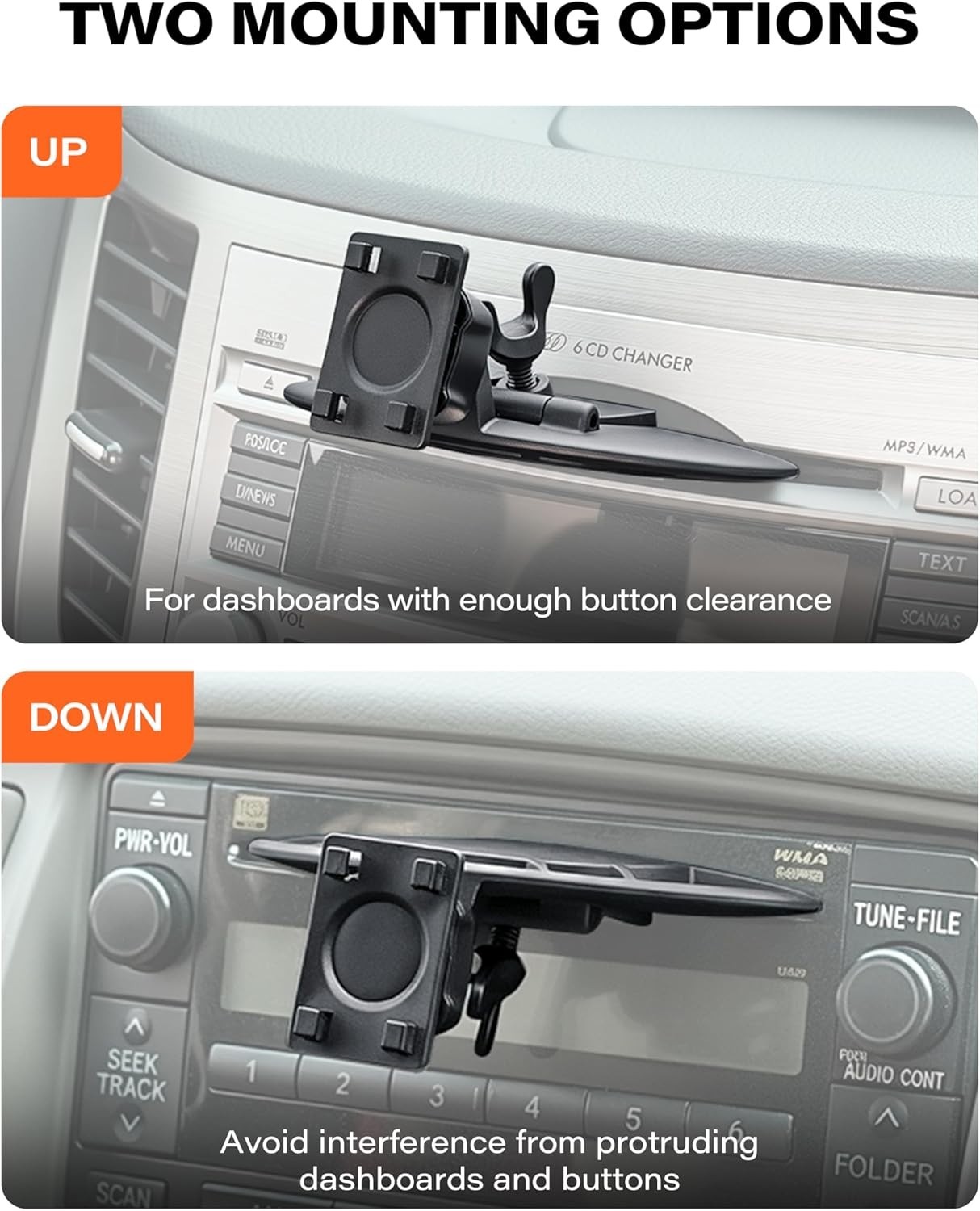 Sturdy CarPlay CD Slot Mount with 360° View for 7-11 Inch Screens – Quick Setup