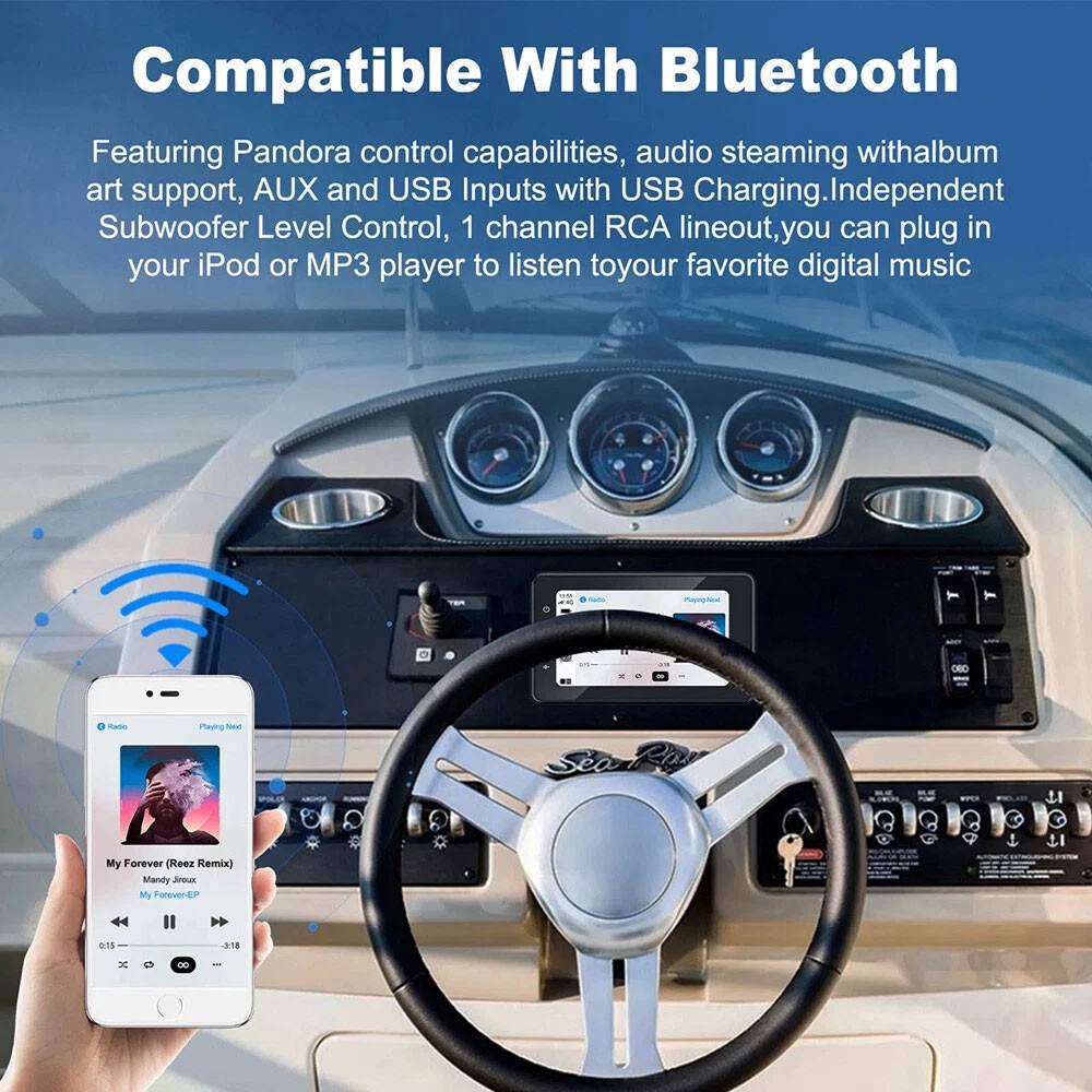 8″ Waterproof Marine Multimedia Player with Wireless Carplay and Android Auto