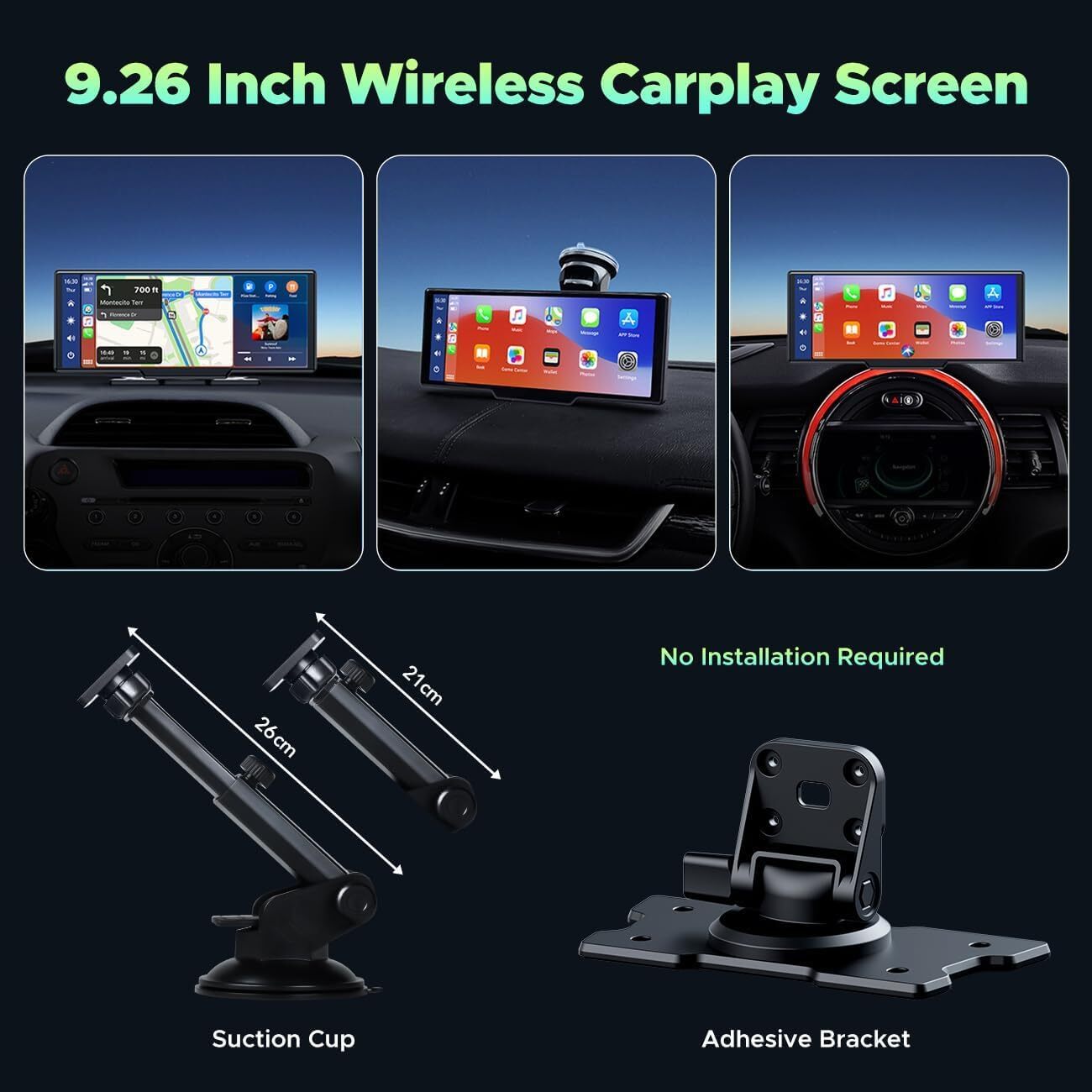 2.5K Dash Cam 9.26″ Car Stereo Radio Wireless Apple Carplay & Android Auto 64GB