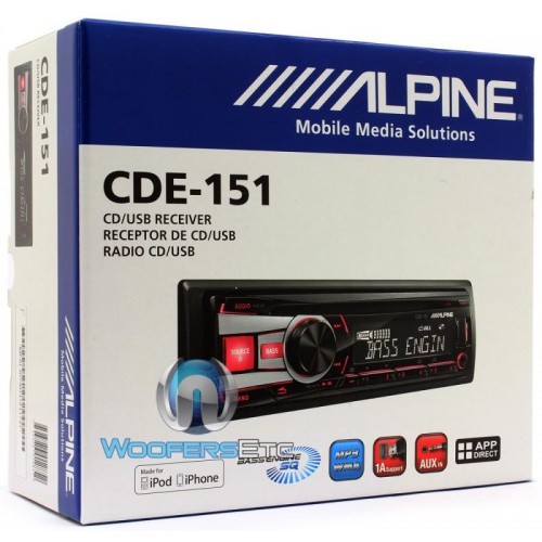 PARTIALLY WORKING ALPINE CDE-151 CAR STEREO RADIO USB CD PLAYER RECEIVER