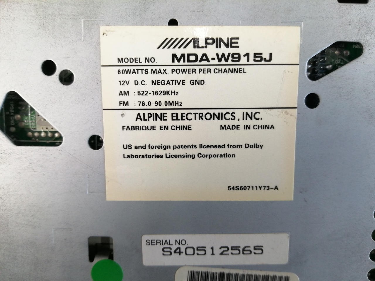 Alpine MDAW915J CD/MD Car Stereo Retro 60W x 4 Japan