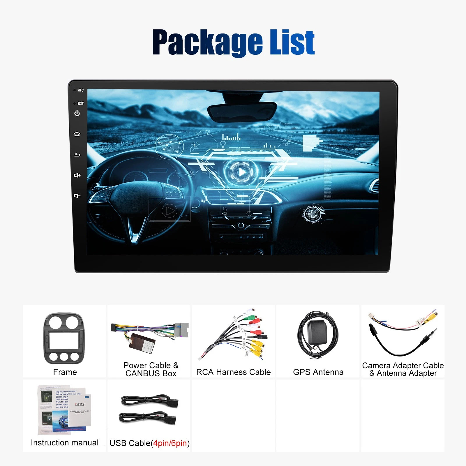 Android 14 Car Radio GPS Stereo Fit Apple Carplay WiFi For Jeep Patriot Compass