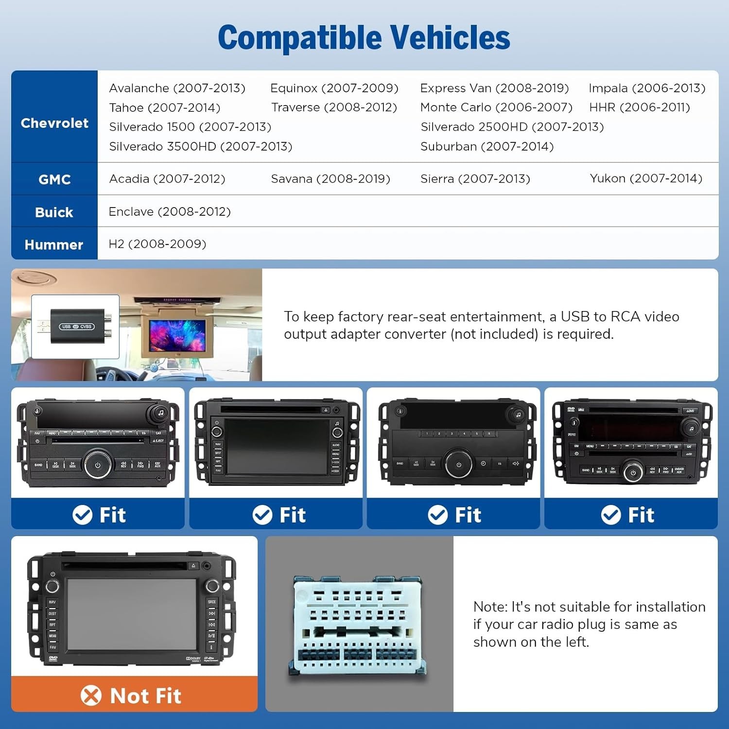 EONON 8″ 8Core 6+64GB Android Auto Carplay for 2006-2013 Chevy GMC Buick Hummer