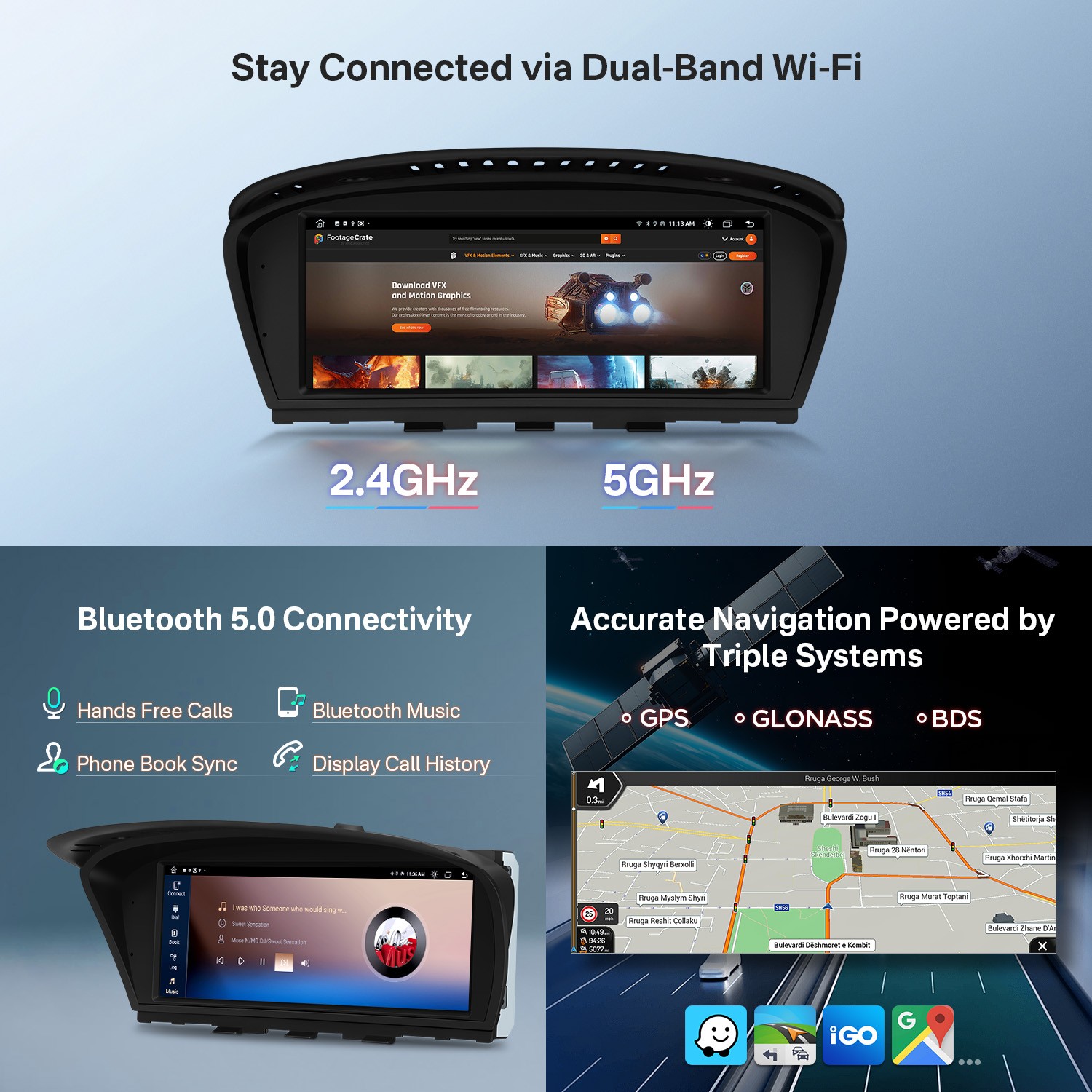 8.8″ Screen Upgrade for BMW 3 5 Series E60 Android 8-Core 64G CarPlay Retrofit