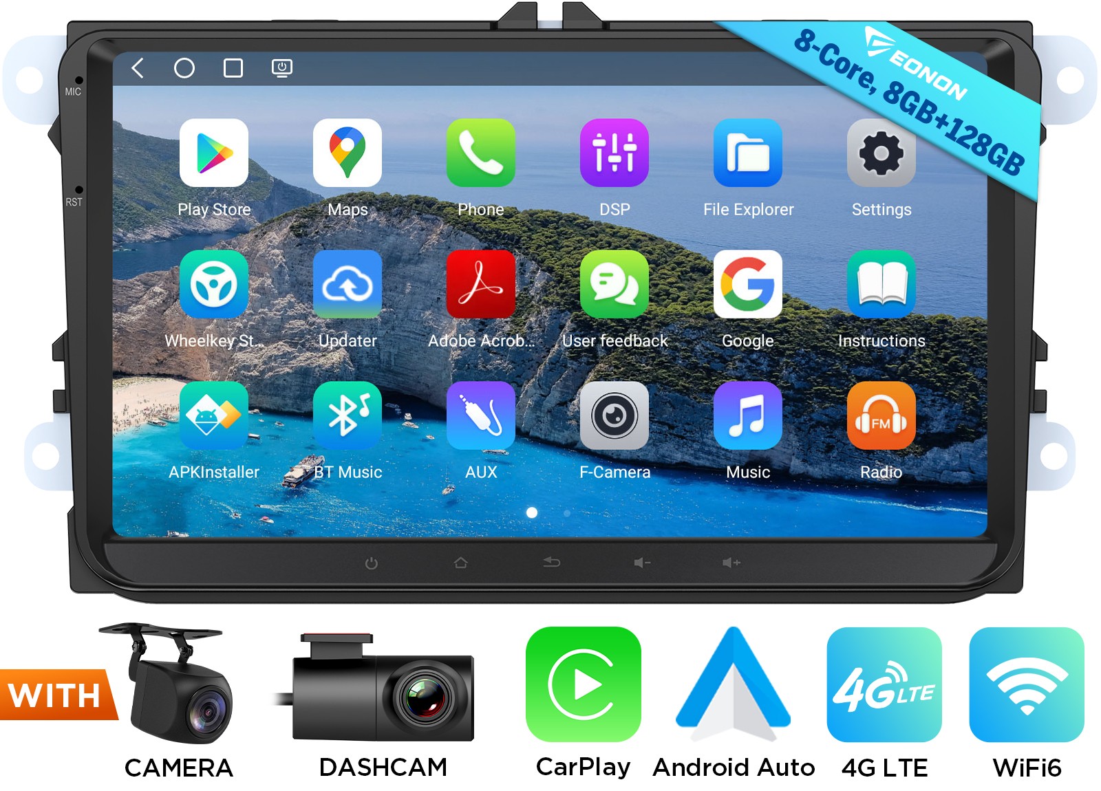 9″ QLED 8+128 Android Auto 13 for VW Golf MK5 2004-09 Car Radio CarPlay GPS Navi