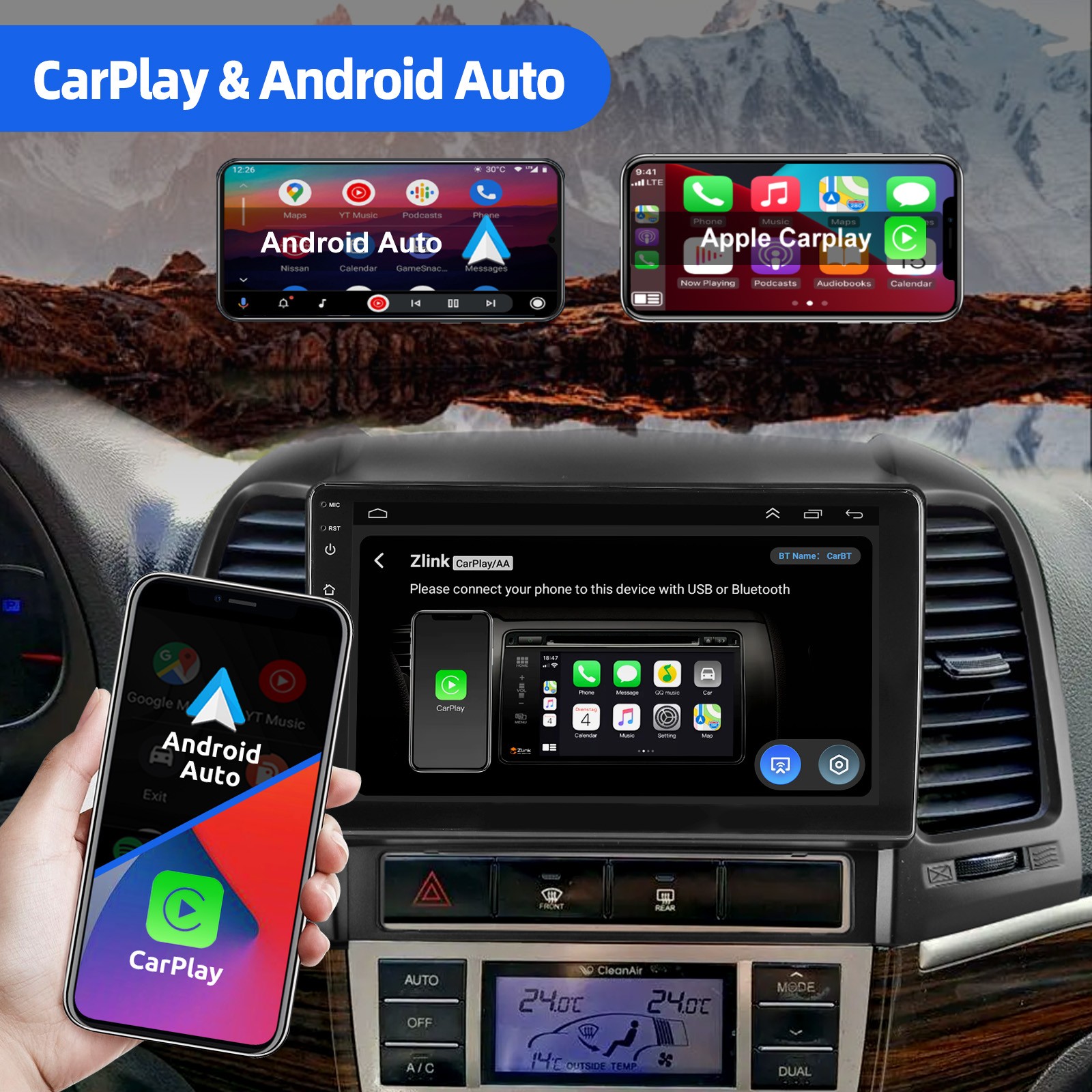 Apple Carplay For Hyundai Santa Fe 2 2006-2012 Android 15 Car Radio Stereo GPS