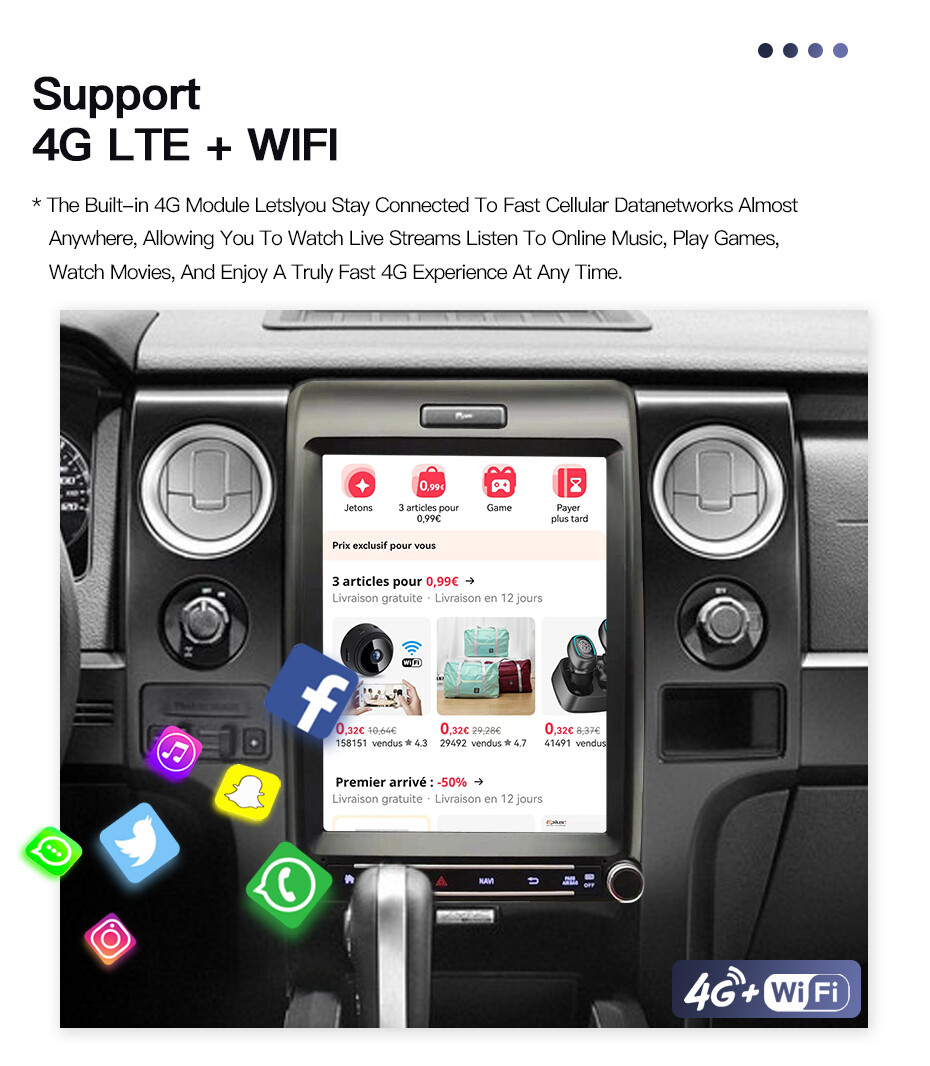 12.1″ Tesla Style Android10 Car Stereo Radio Gps Carplay For Ford F150 2013-2015