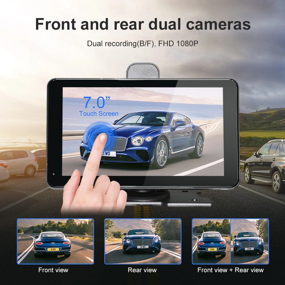 Clearance! 7″ Apple CarPlay DVR with 1080P Dual Dash Cam – iPhone Only