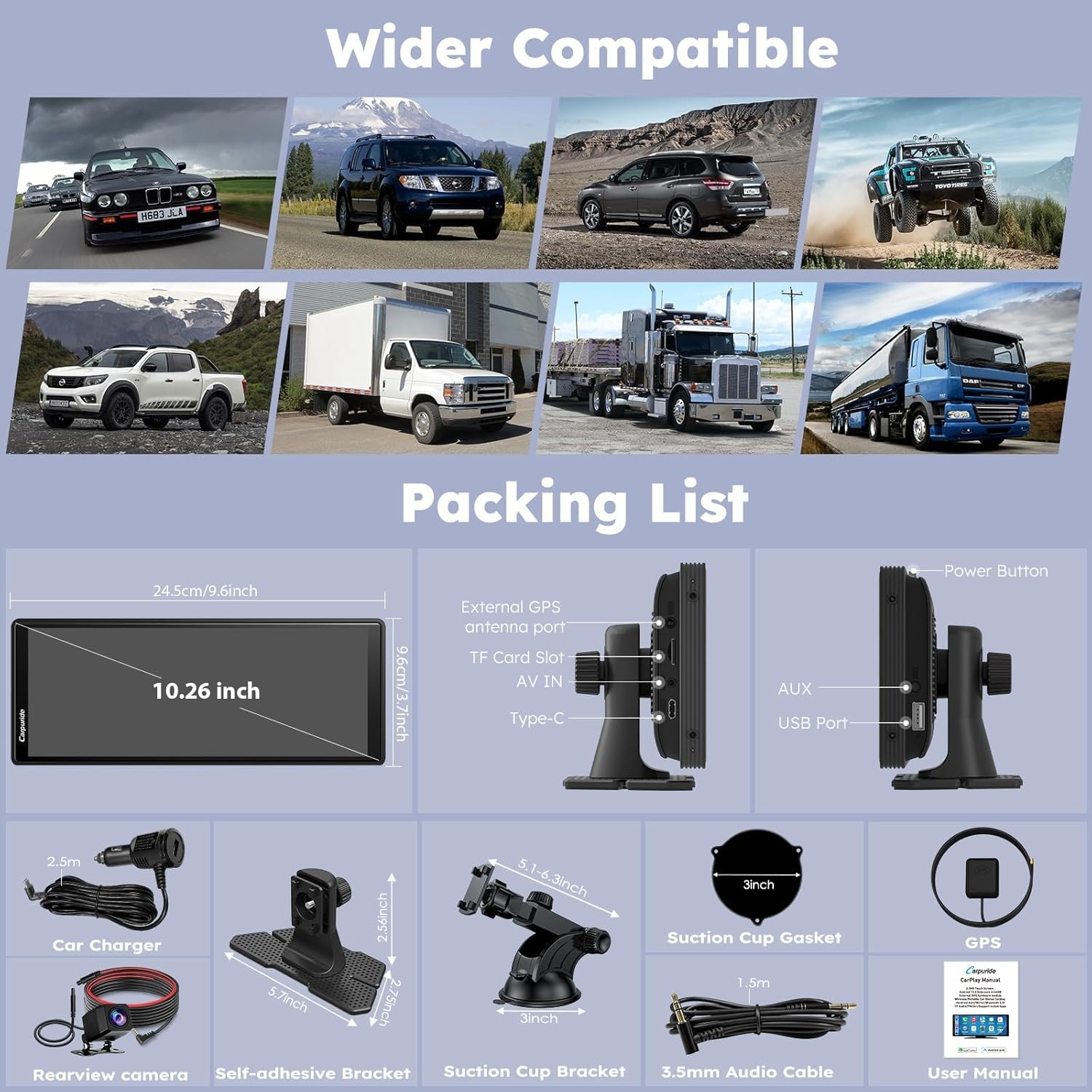 CARPURIDE W903 Plus Smart Multimedia Wireless Carplay Android Auto Dash Camera