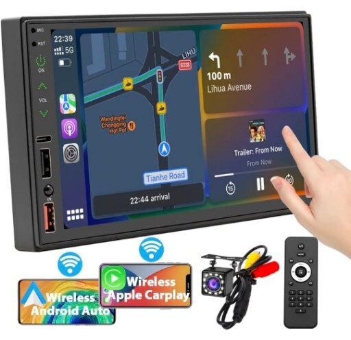 7″ Double Din Car Stereo Carplay Android Auto Play Touch Screen with remote