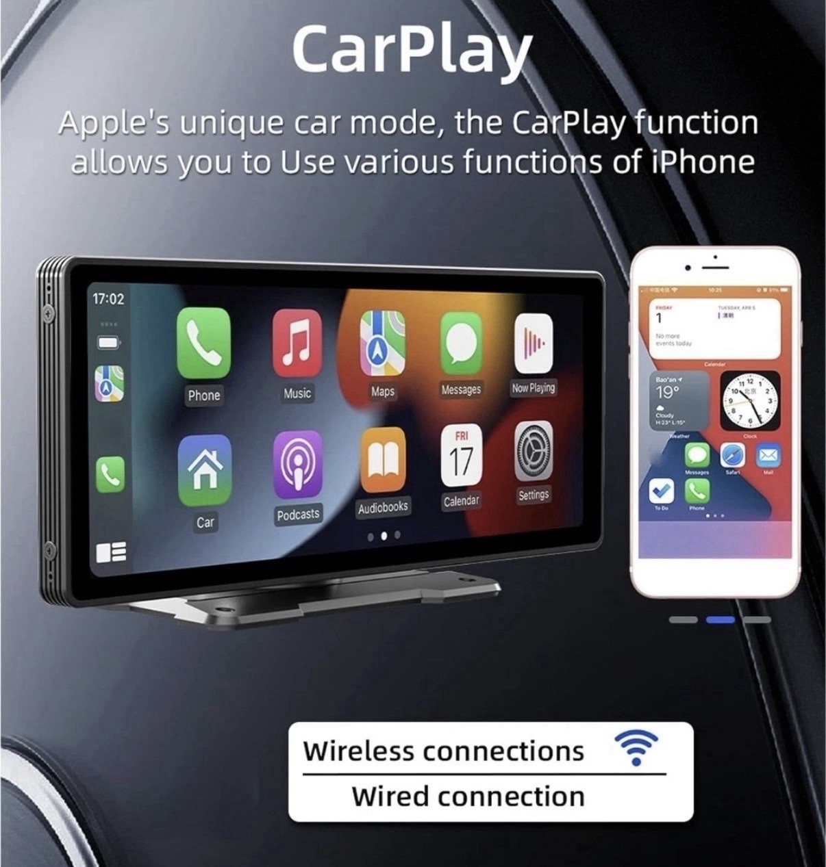 9.26″ Portable Car Stereo Wireless Apple Carplay&Android Auto Radio Touch Screen