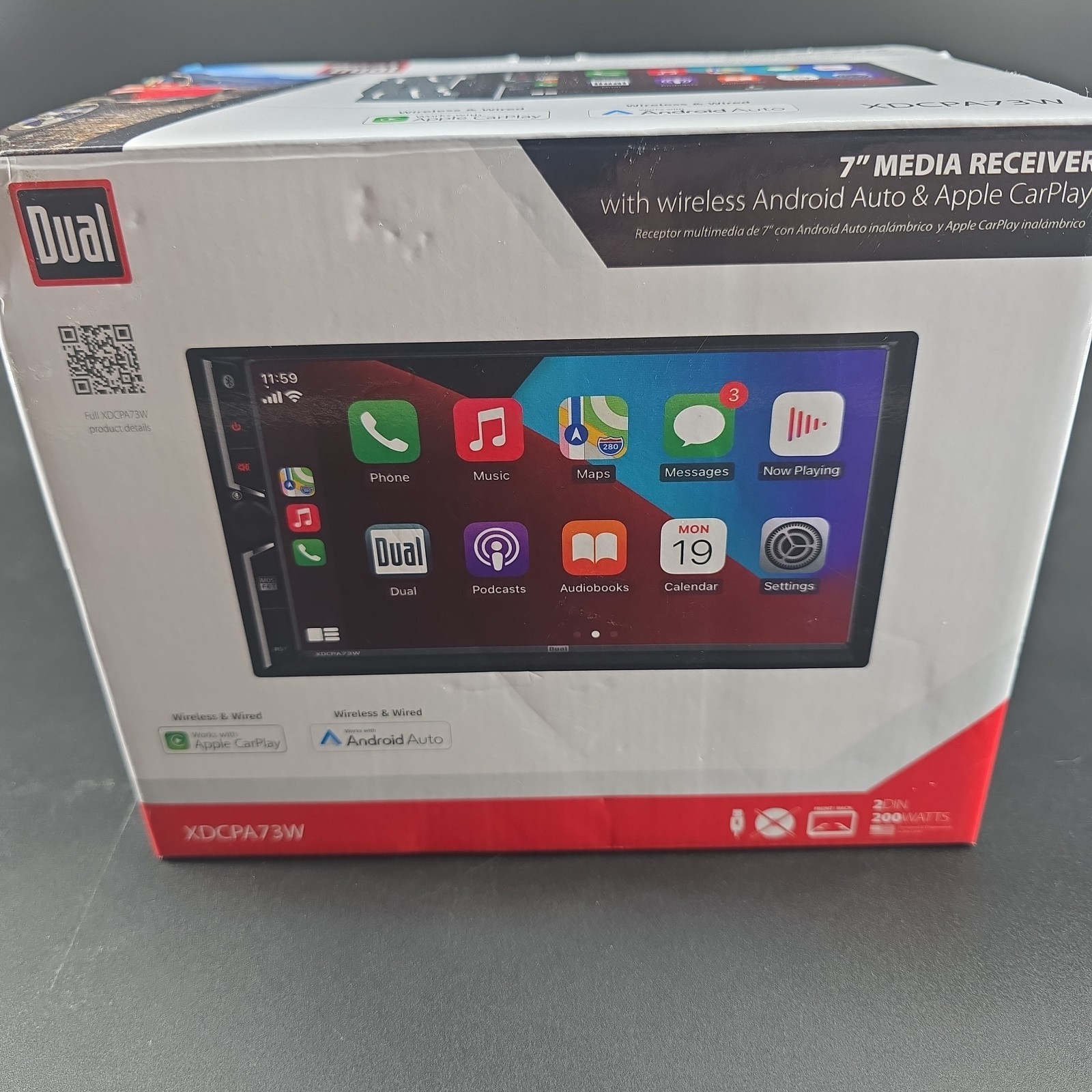 Dual Electronics XDCPA73W 2 DIN Digital Media Receiver Touchscreen BROKEN (EFM)