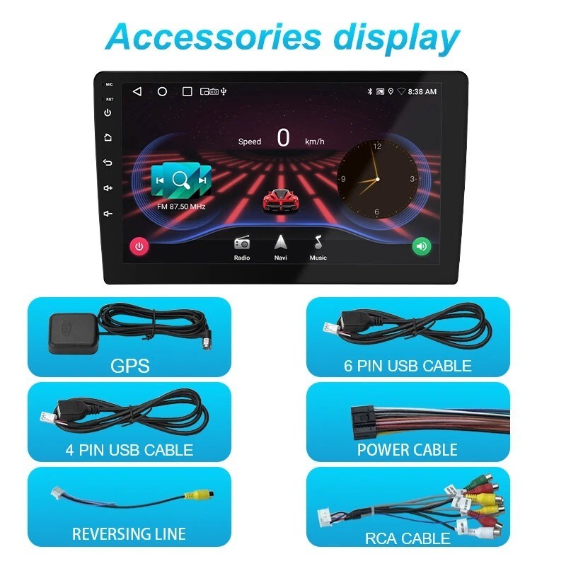 KHH 10.1″ Double 2 DIN Android 11 Car Stereo Radio 2+32G CarPlay WiFi GPS+Camera