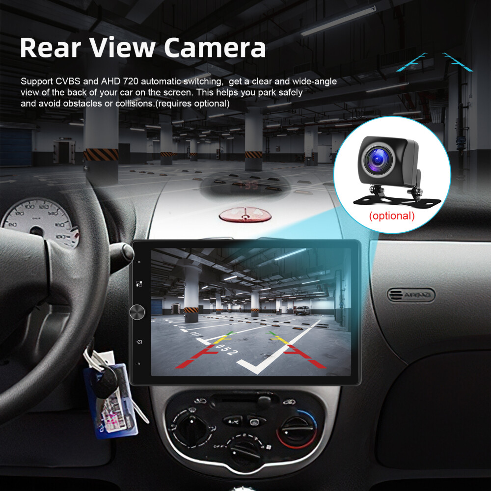 1DIN Rotatable Car Radio Stereo Touch Screen Wireless Apple CarPlay Android Auto