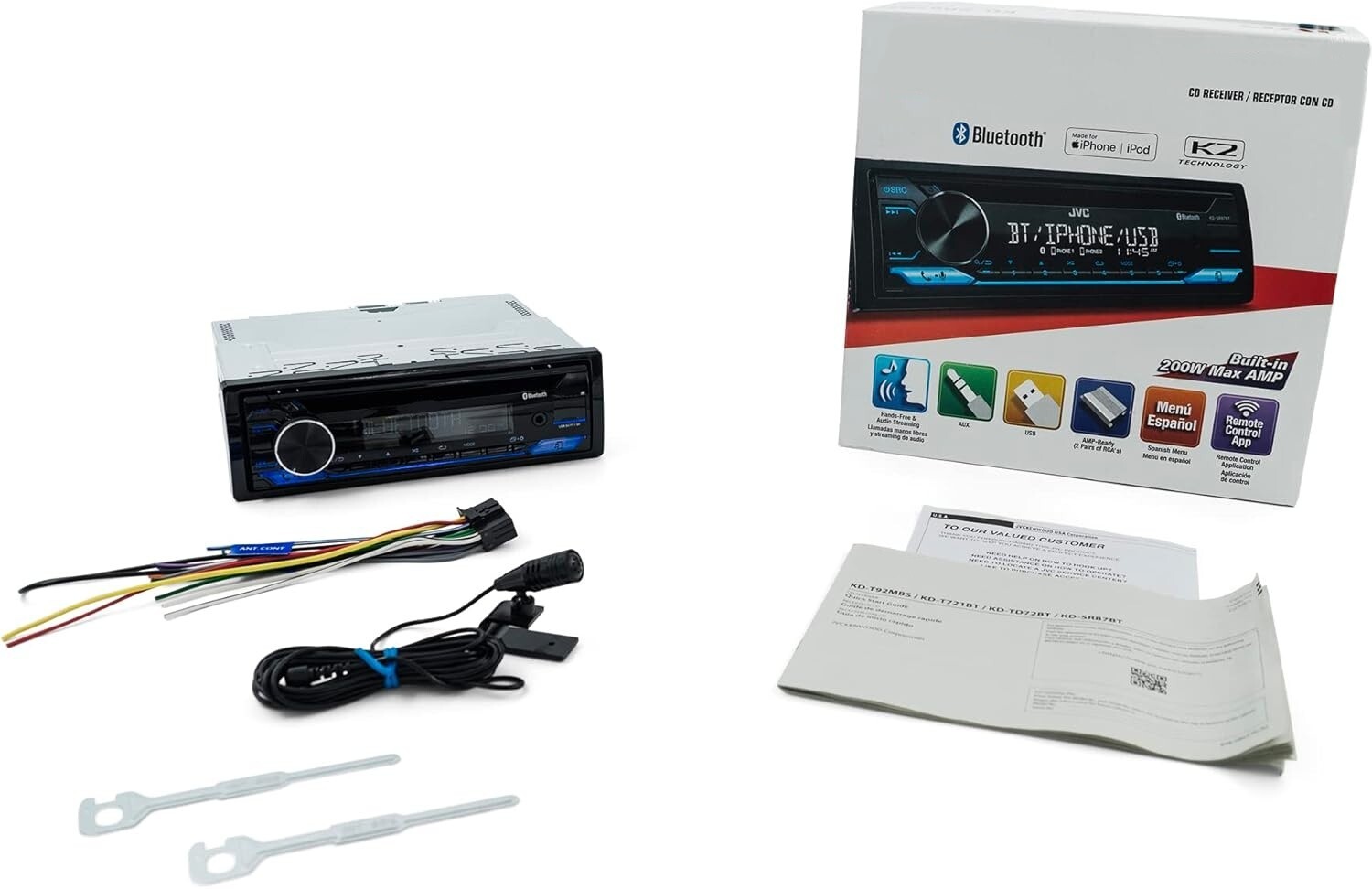 Estéreo para coche con CD y Bluetooth con puerto USB: radio AM/FM, reproductor