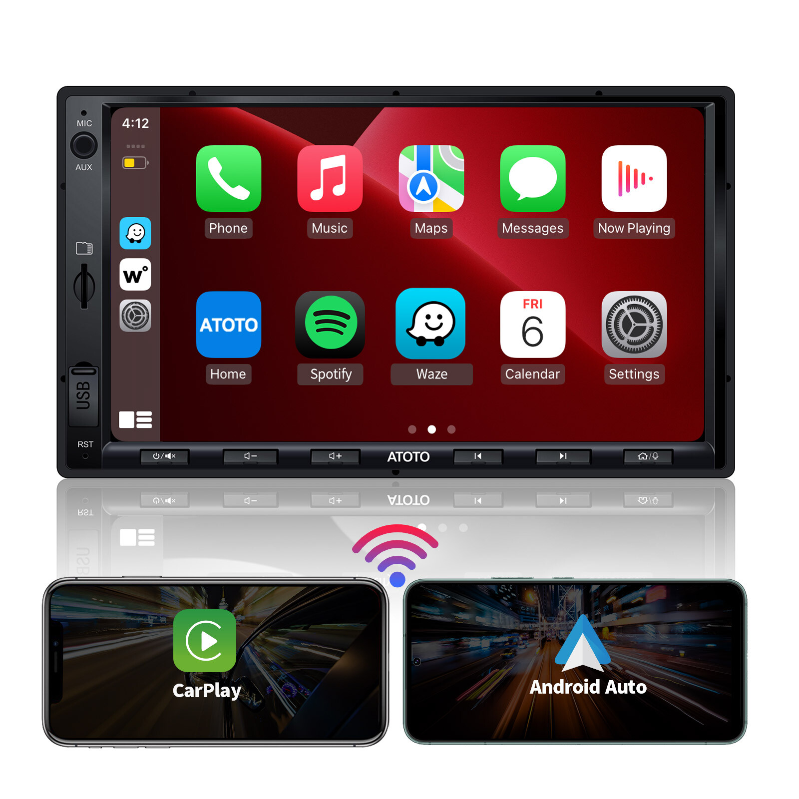ATOTO 7IN F7WE 2DIN Car Stereo GPS Wireless Android Auto CarPlay Phone Charge FM