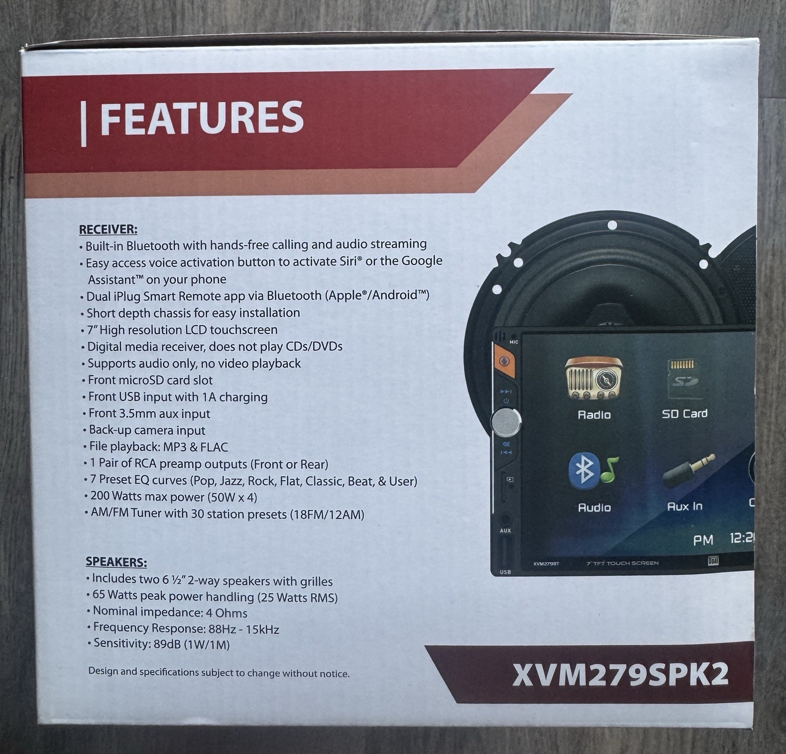 Dual 7″ Double Din Multimedia Receiver (NO CD) , W/ 6.5″ 2-Way Car Speakers !
