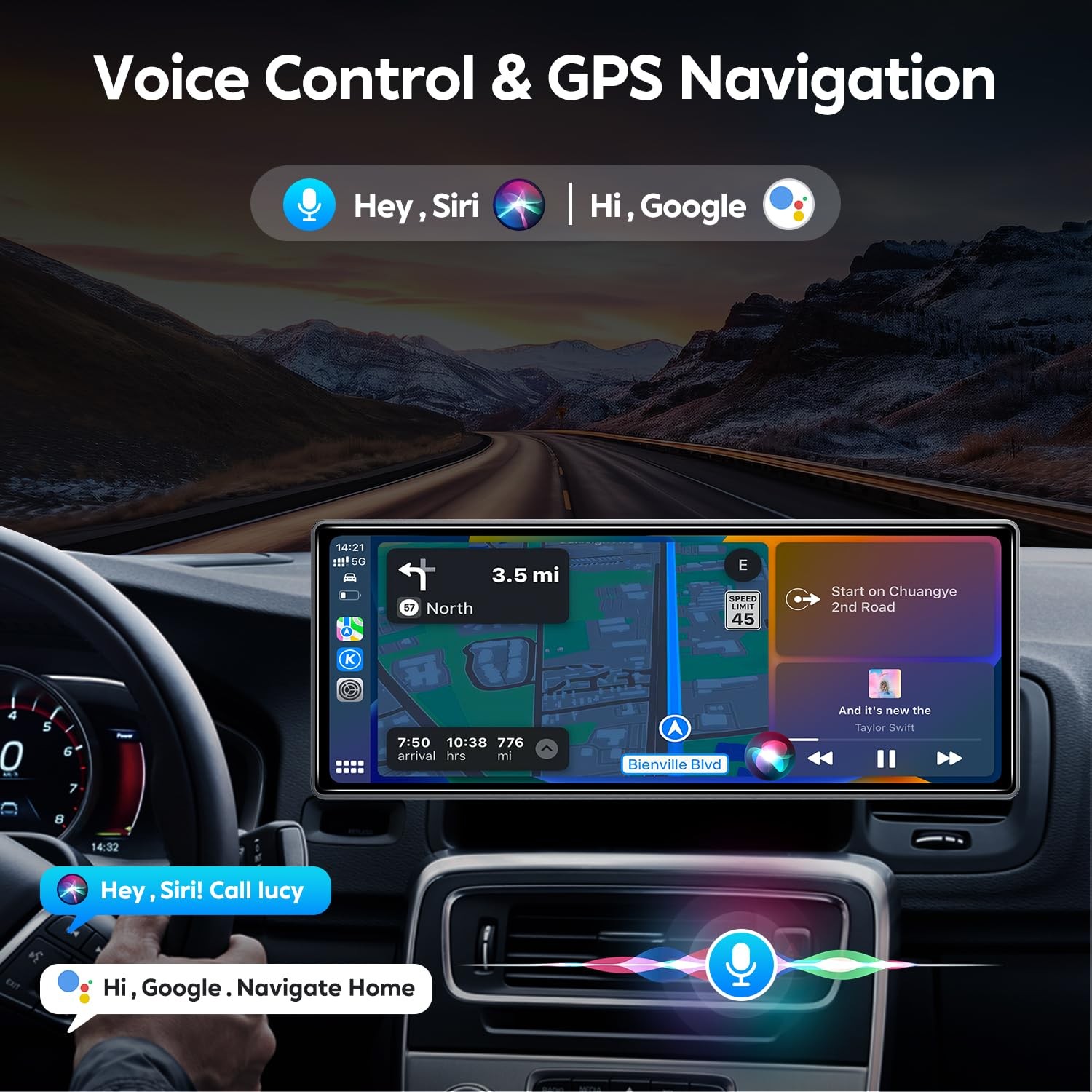JATAZA 10.26″ Wireless Apple Carplay Screen for Car, Secure Strong Bracket