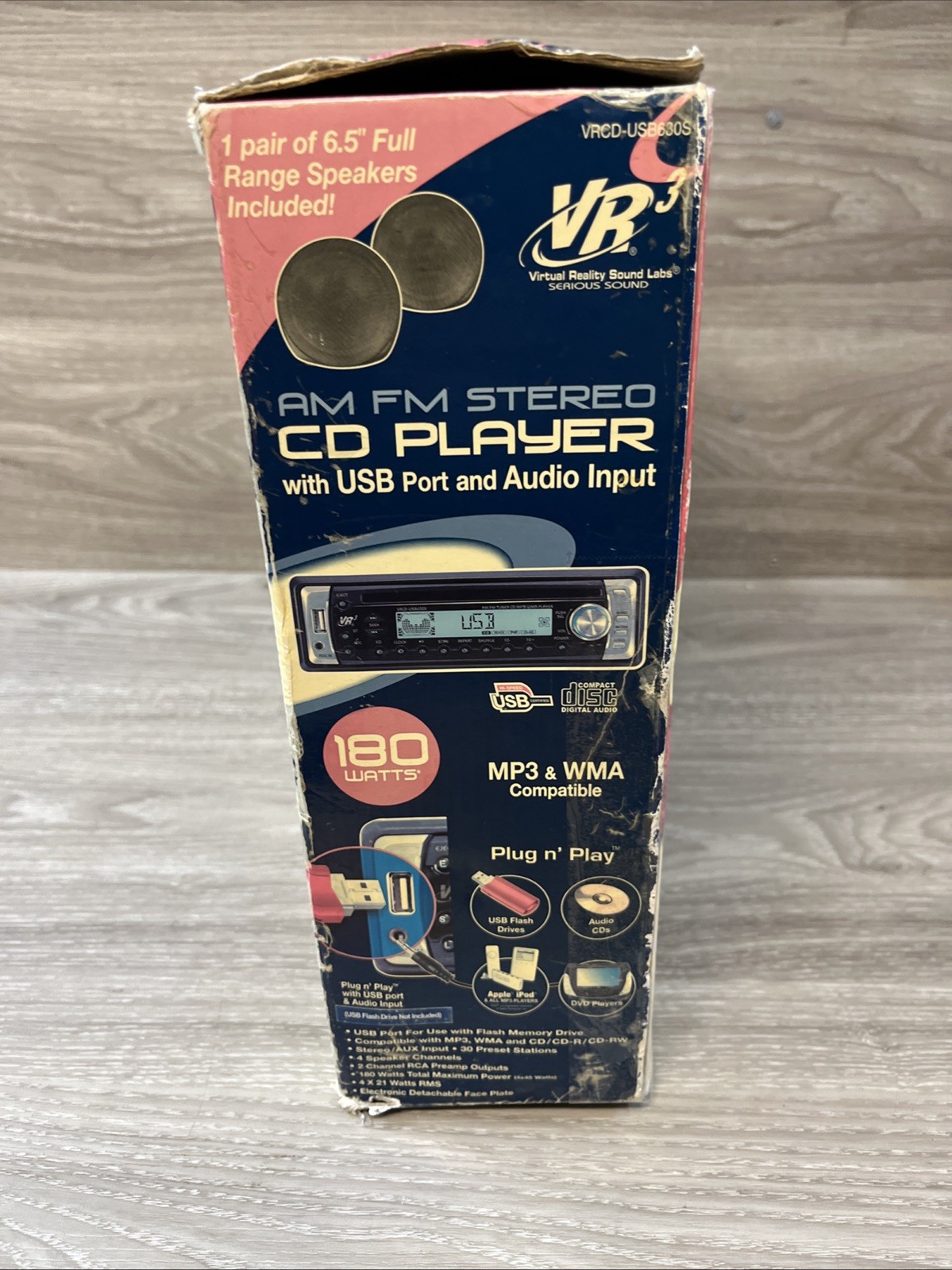 New Vintage Vr Sound Labs (VR3) car receiver with 1 Pr 6.5” Speakers