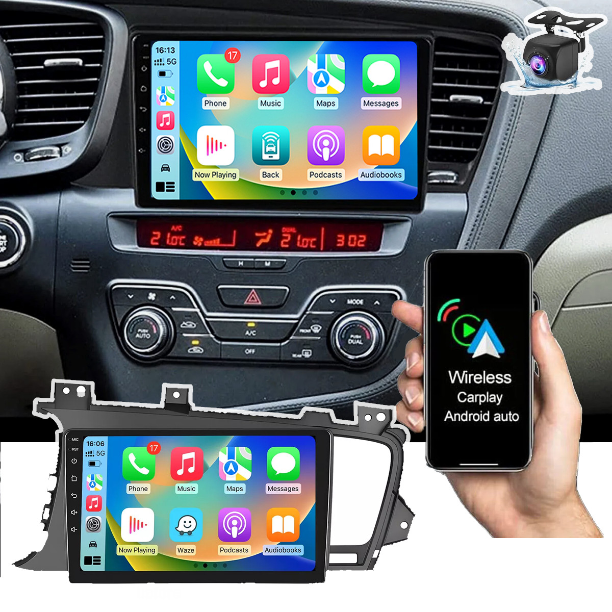 64GB For 2011-2013 Kia Optima Apple Carplay Android 13 Car Radio GPS Wifi Navi