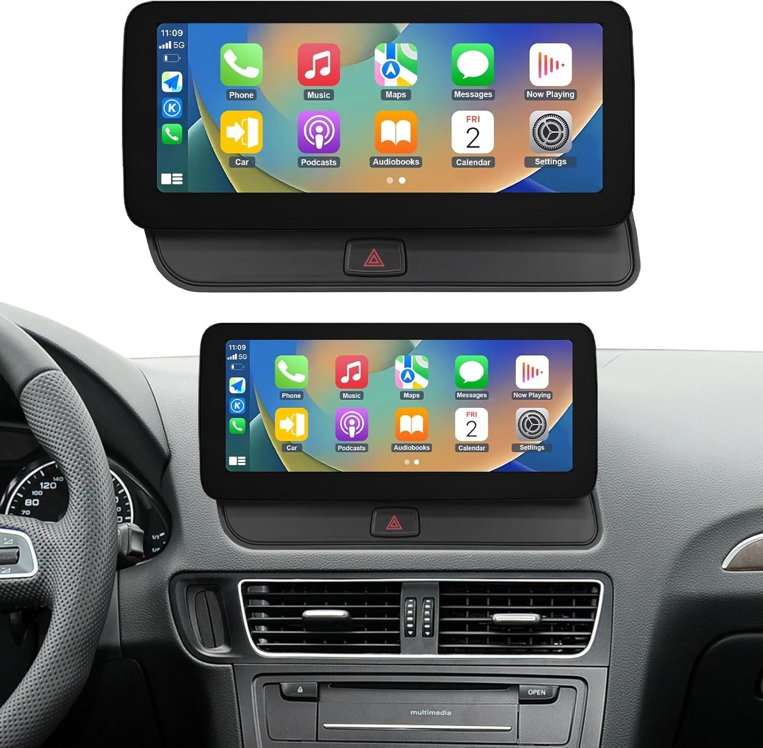 12.3″ Android Car Stereo Radio Apple Carplay GPS BT 8+128G For Audi Q5 2009-2017