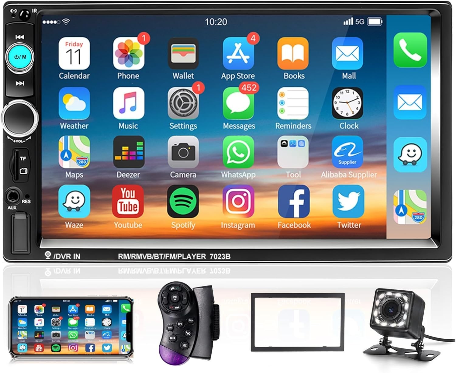Stylish Double Din 7-Inch Touchscreen Car Stereo with Bluetooth & PhoneLink