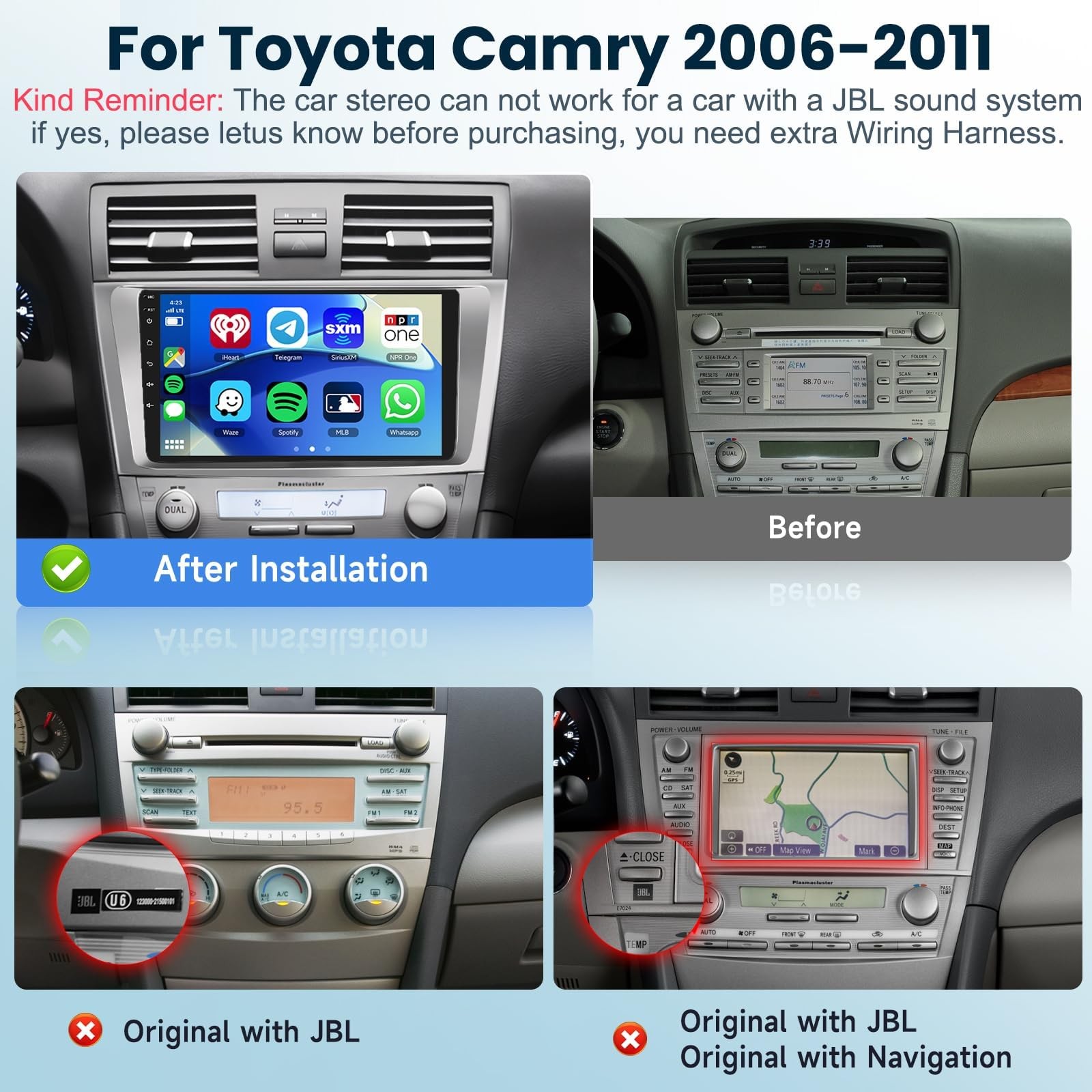 8 CORE 6G+128G Android 13 Car Stereo for Toyota Camry 2006 2007 2008 2009 2011 w