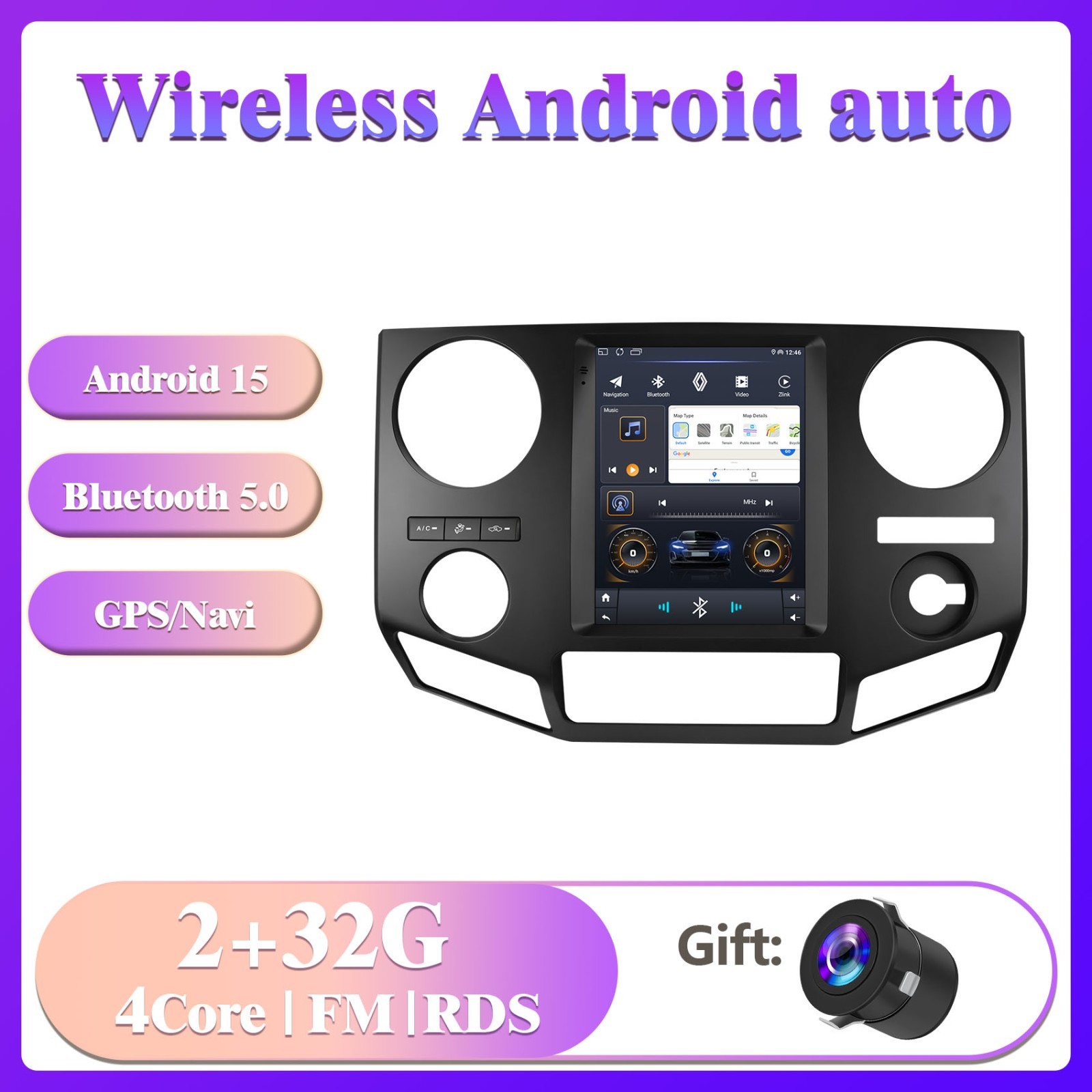 CarPlay For Ford F250 F350 Super Duty 9.7″ Car Stereo Android 15 Radio GPS + CAM