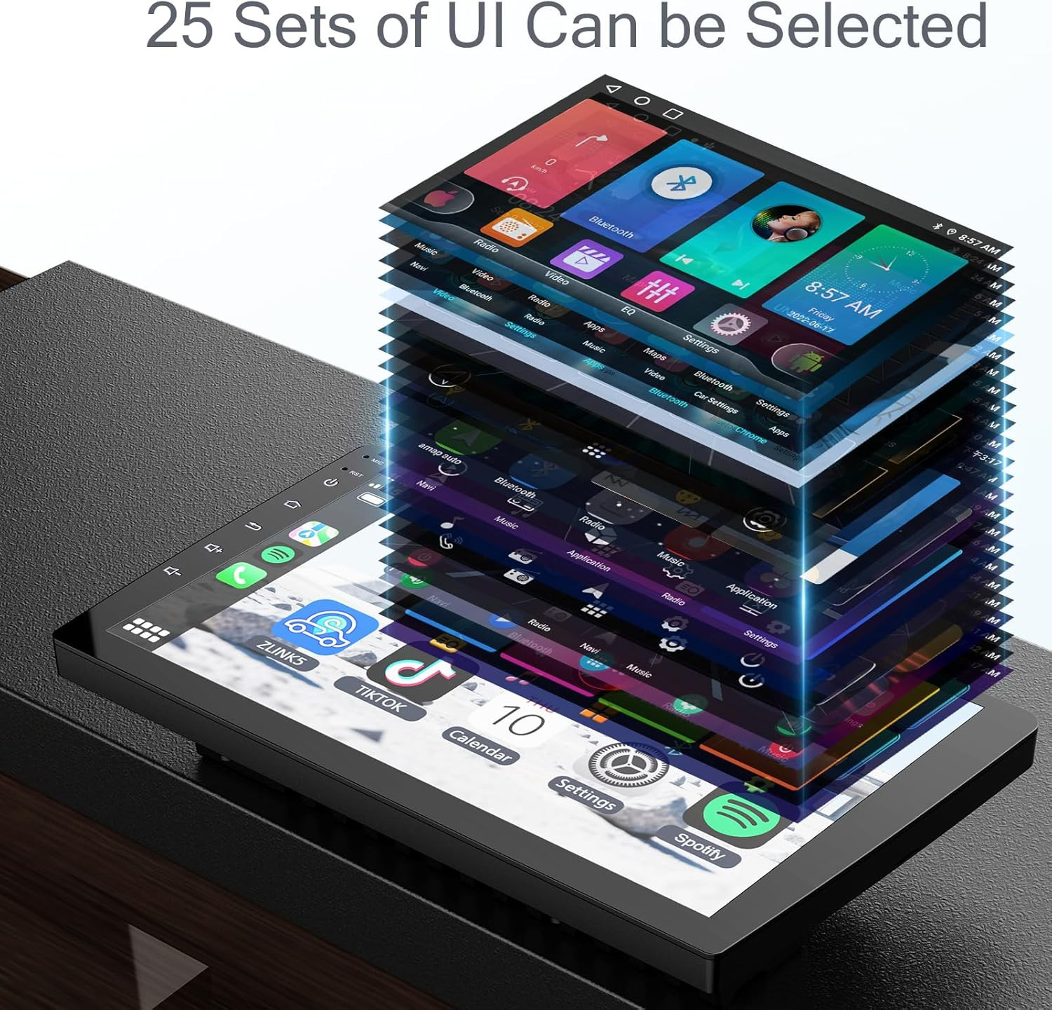 9 Inch Double Din Car Stereo with Wireless Carplay & Android Auto, GPS Navigatio