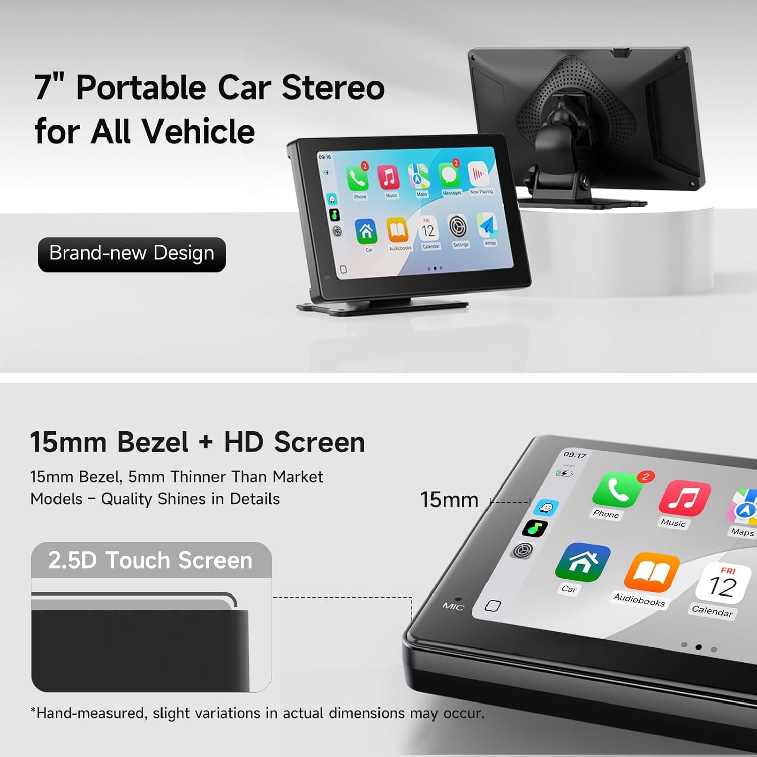7 Inch Portable Carplay Screen for Car,Car Stereo Wireless Carplay & Android Aut