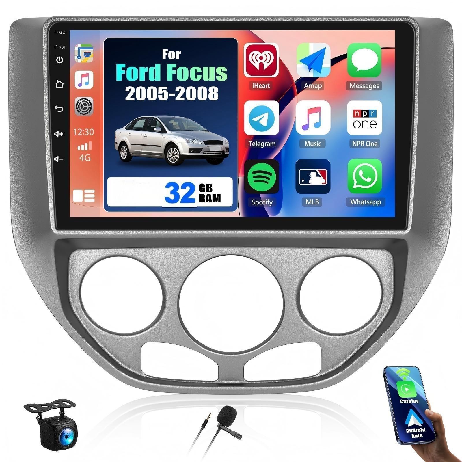 1280*800 Car Stereo Radio for Ford Focus 2005-2007 Carplay Screen Android Auto