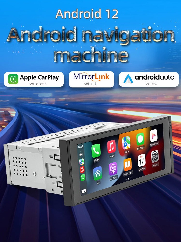 6.86in 1 Din Car Stereo Radio Android 12 FM Player 2+32G GPS Navi WiFi BluetooUc