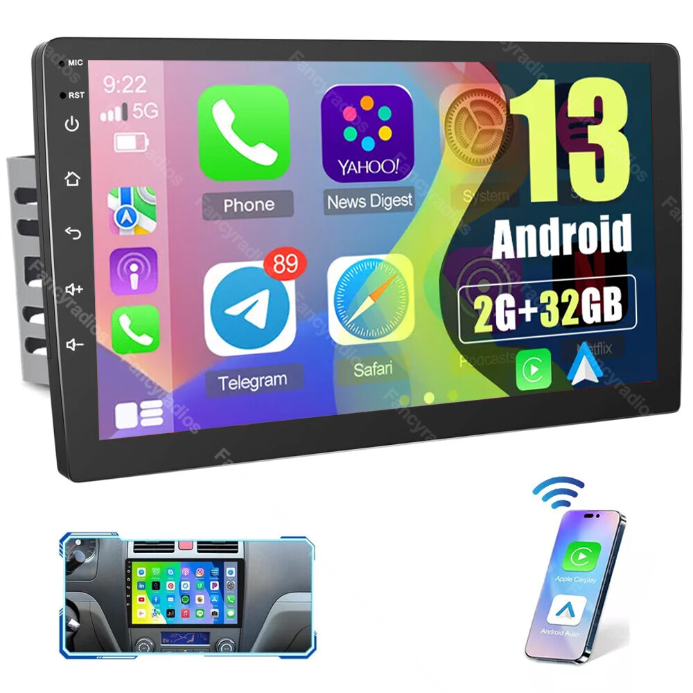10 inch Double Din Car Stereo Radio Android 13 GPS Wifi Touch Screen MP5 Carplay