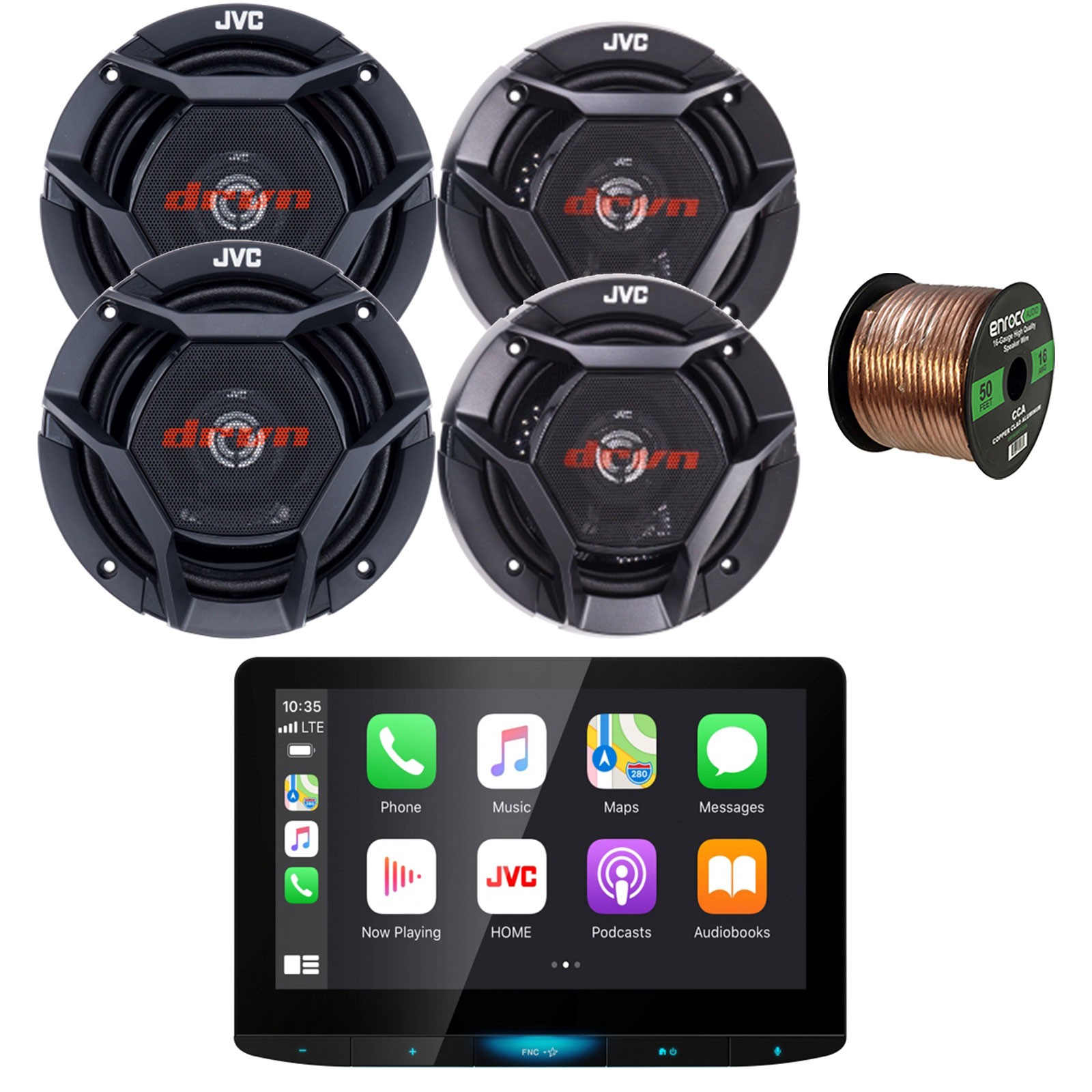JVC KW-Z1000W Bluetooth Receiver, 2x 6.5″ Speakers, 2x 6.75″ Speakers, Wire