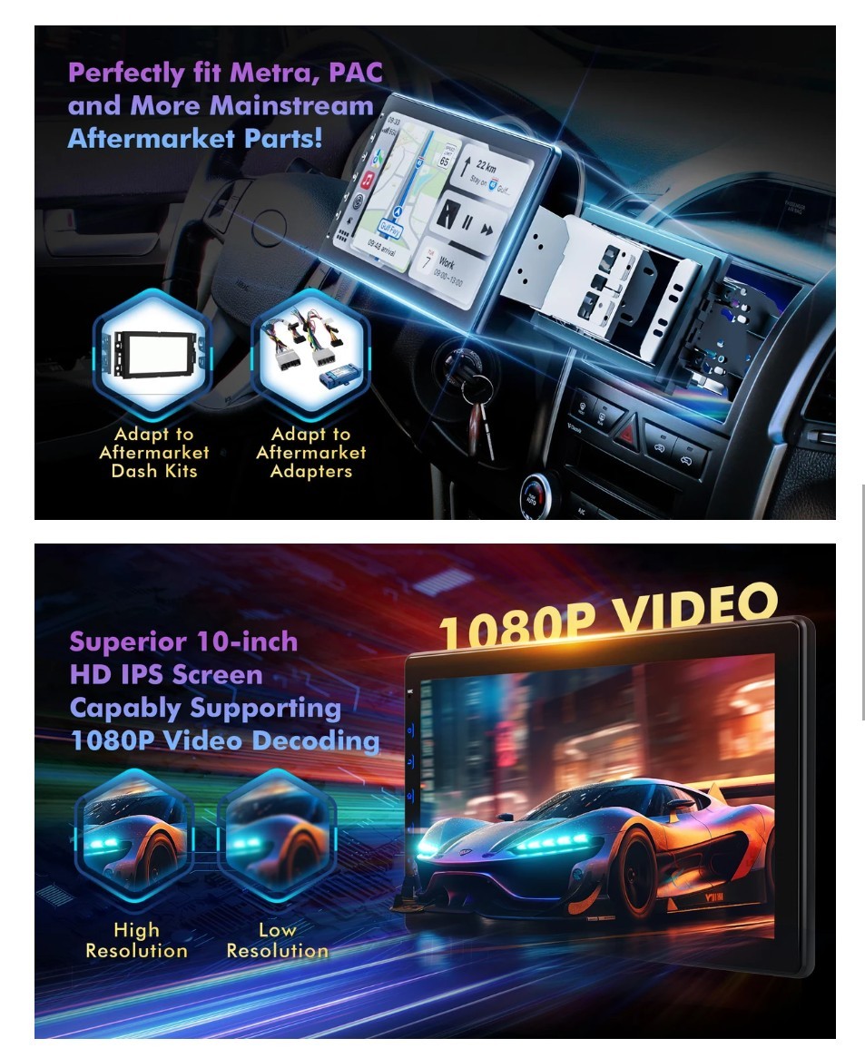 Perloyal All-in-One 10″ Touch Screen Car Radio Receiver Double Din # PERCP101IA