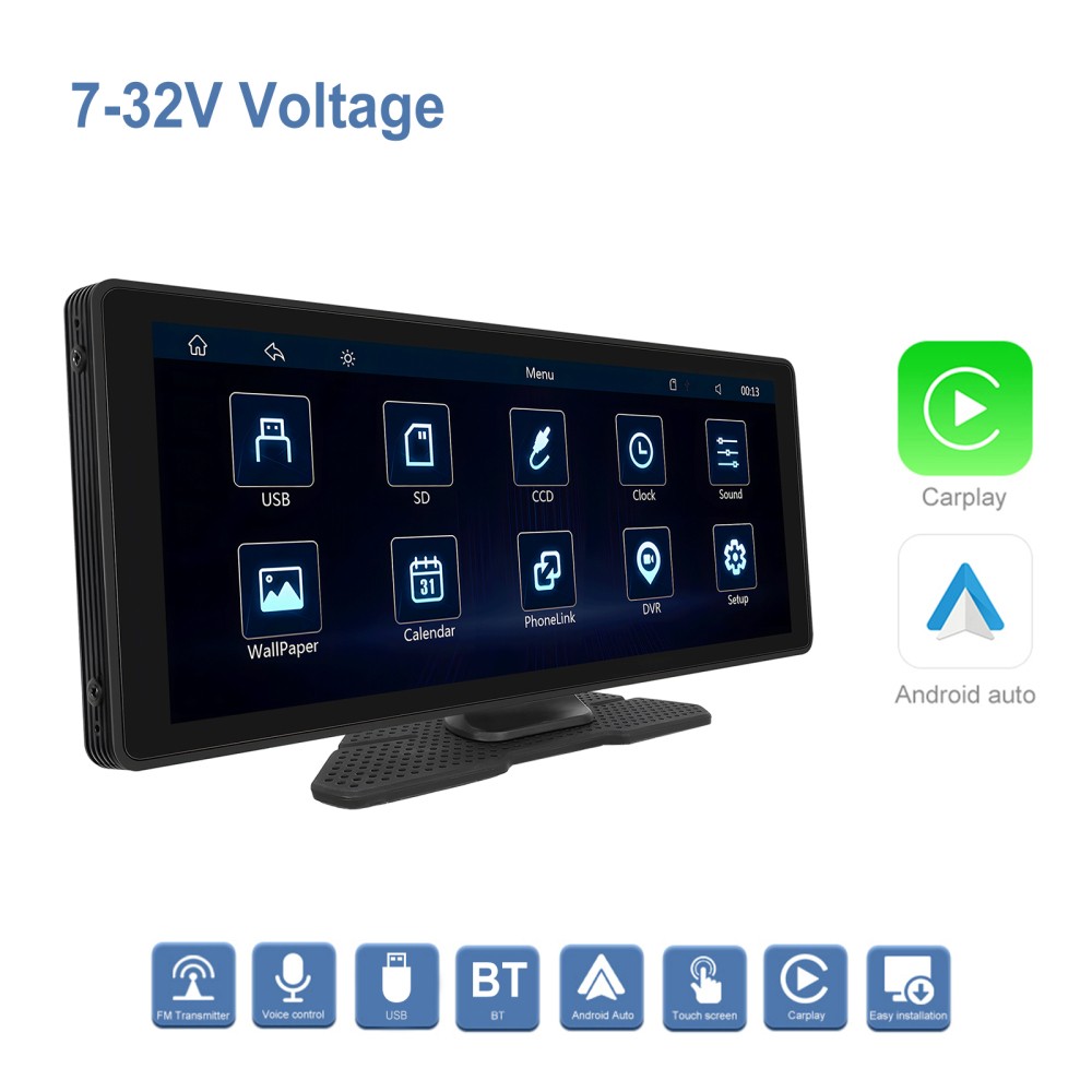 10.26″ Car Portable Wireless Apple CarPlay Android Auto Touch Screen Radio Cam