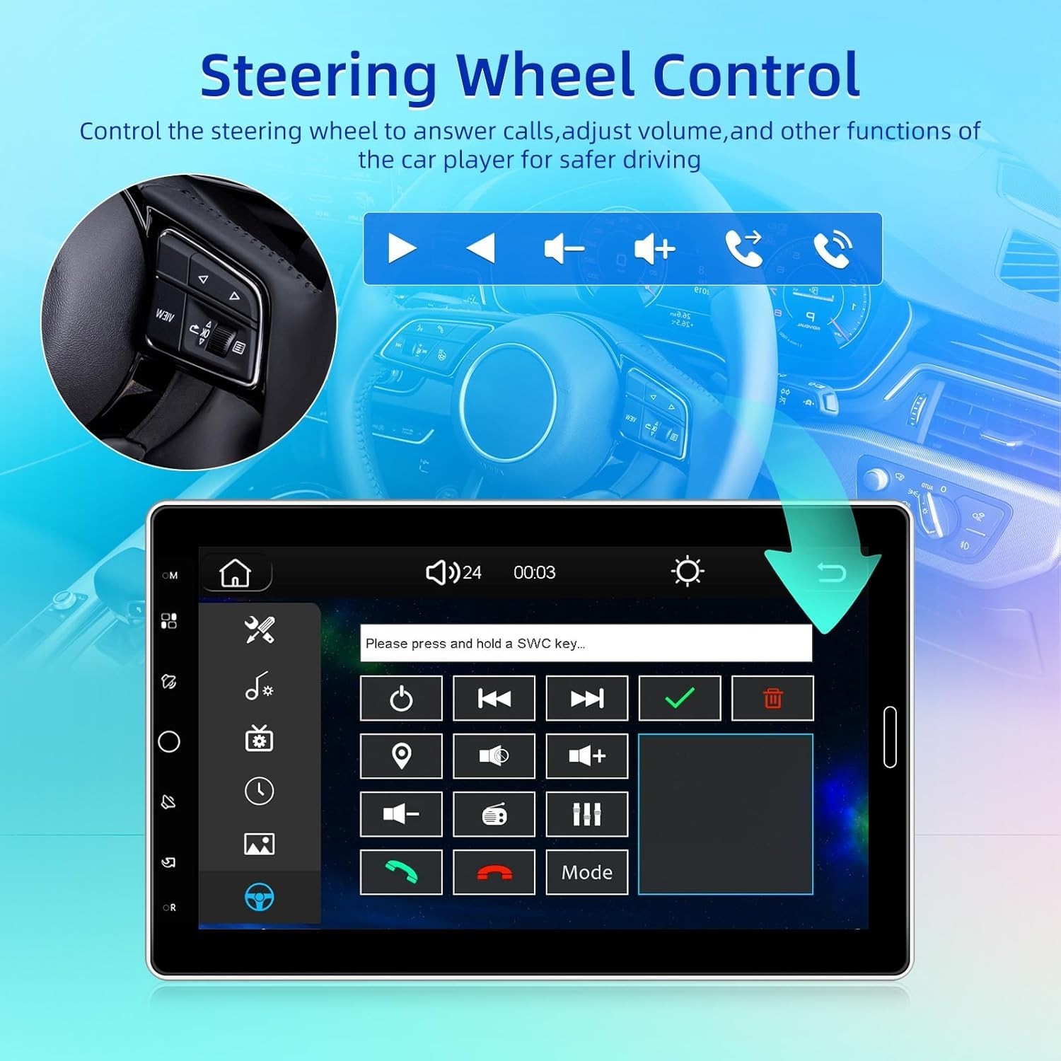 Single Din 10 Inch Touchscreen Car Radio with Wireless Carplay and Android Au…