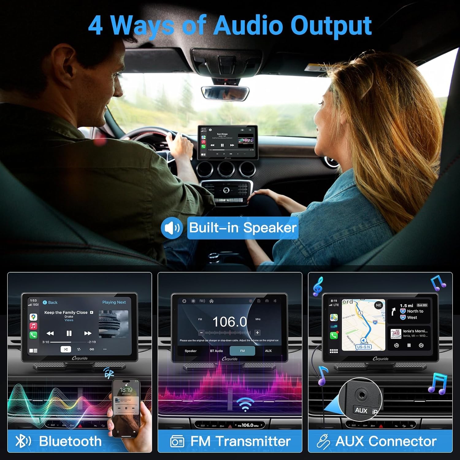 Carpuride W703 Wireless CarPlay 7 IPS 4K Front Camera