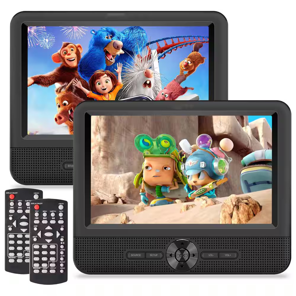 7.5 In. Car DVD Player Dual Screen Play a Same/2 Different Movies with AV Out/In